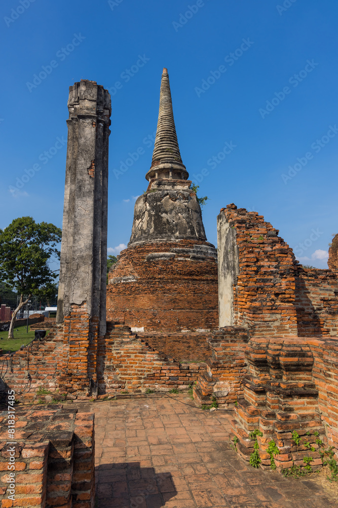 Historic ruins of Wat Maha That temple in Ayutthaya, Thailand.