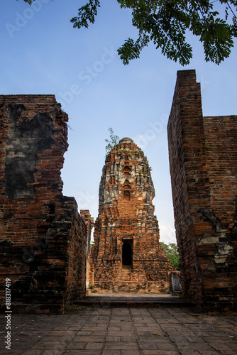 Historic ruins of Wat Maha That temple in Ayutthaya, Thailand.