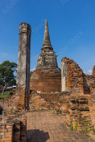 Historic ruins of Wat Maha That temple in Ayutthaya, Thailand.
