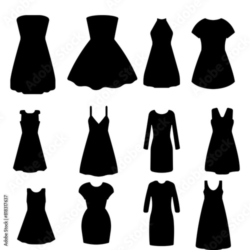 Silhouette Strapless ,illustration of a set of dresses photo