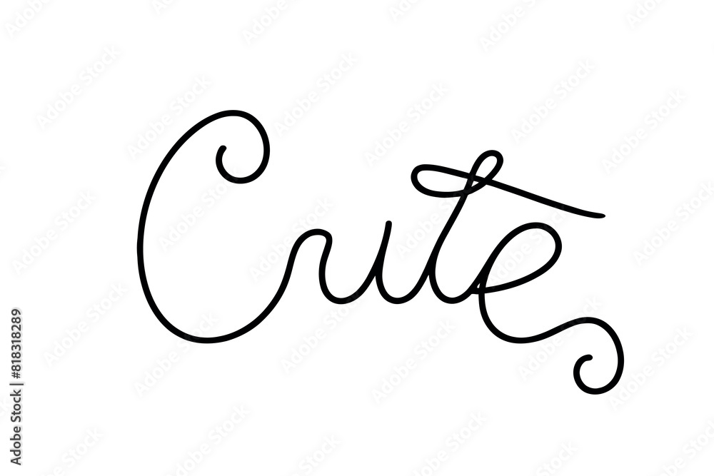 cute inscription. One line vector calligraphy text. The word is cute cute inscription. One line vector calligraphy text. The word is cute