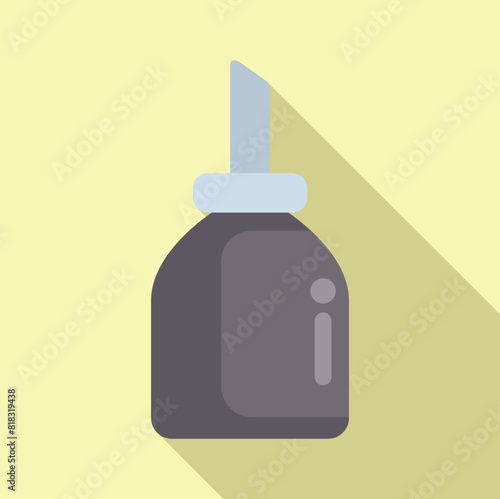 Simplistic flat design icon featuring a nasal spray bottle with a shadow effect on a yellow background