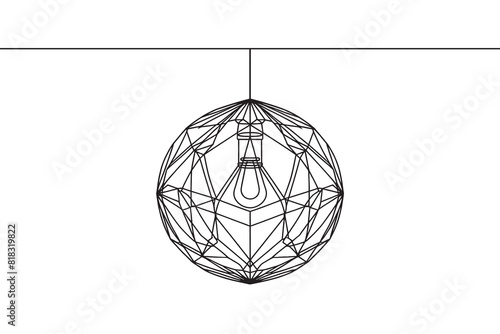 Continuous line lamps and light bulbs. One line drawing of lampshades. Single line drawing of light bulb vector illustration.