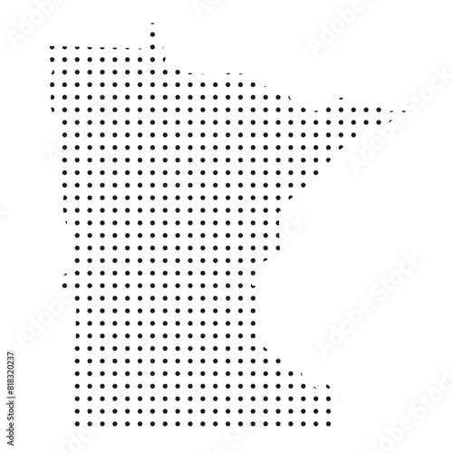 Map of the state of Minnesota is shown in dots