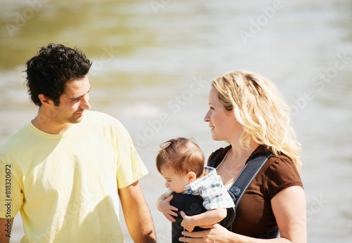 Young Family At Lake photo