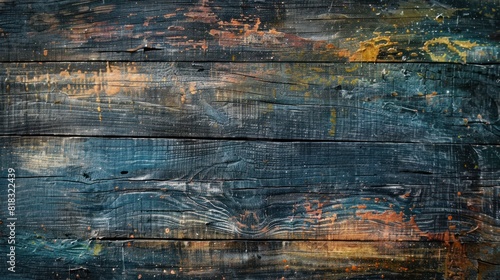Grungy painted wood texture - Weathered wooden planks painted in vibrant blue and red  perfect for textured backgrounds.