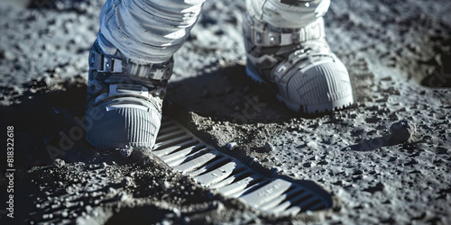 An astronaut's boot print leaves an indelible mark on the lunar surface photo
