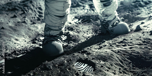 An astronaut's boot print leaves an indelible mark on the lunar surface photo