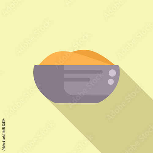 Vector illustration of a freshly baked loaf of bread in a flat design style, with a pastel background