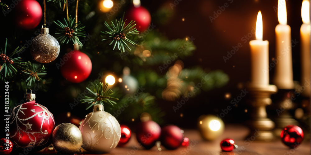 Weihnachtliche Stimmung mit leuchtendem Christbaum im freien Weihnachtliche Stimmung mit leuchtendem Christbaum im freien