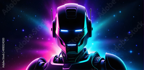 robot face on neon background (ID: 818324283)