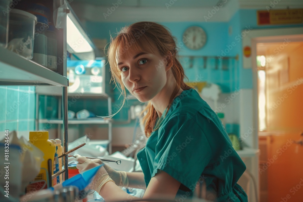 A female obstetrician working in a hospital A female obstetrician working in a hospital