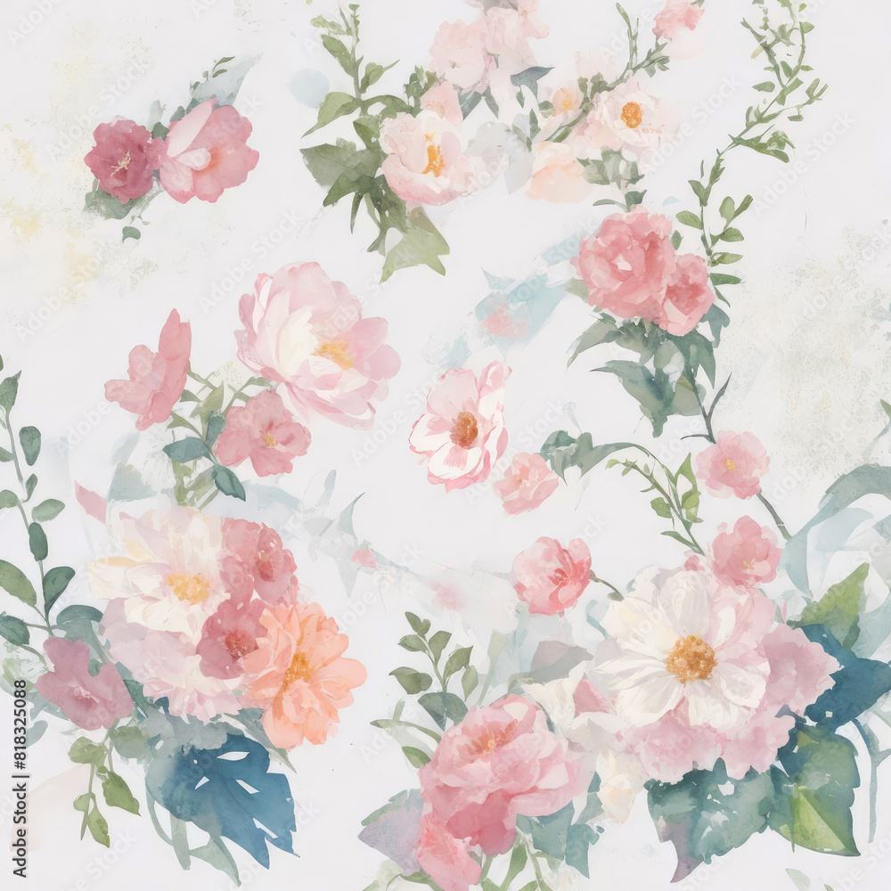 Watercolor flowers. Colorful illustration.