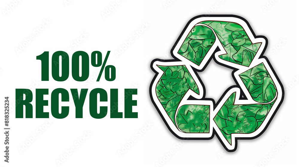 Green Recycling Symbol on White Background Green Recycling Symbol on White Background