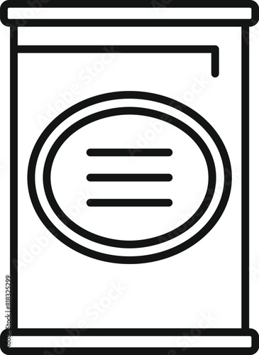 Black and white line art of a canned food item, suitable for various design uses