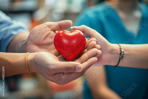 Two People Holding a Red Heart