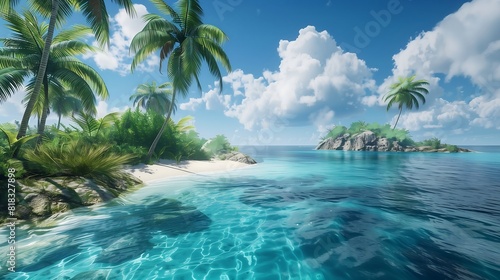 tropical island with palm trees