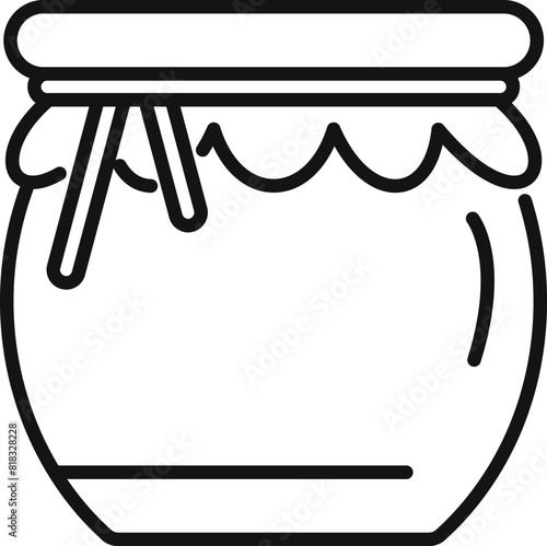 Simple black and white line drawing of a closed jam jar, perfect for icons and design elements