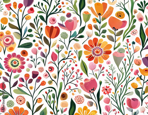 Radiant floral design with bold colors and complex patterns  Generative AI.