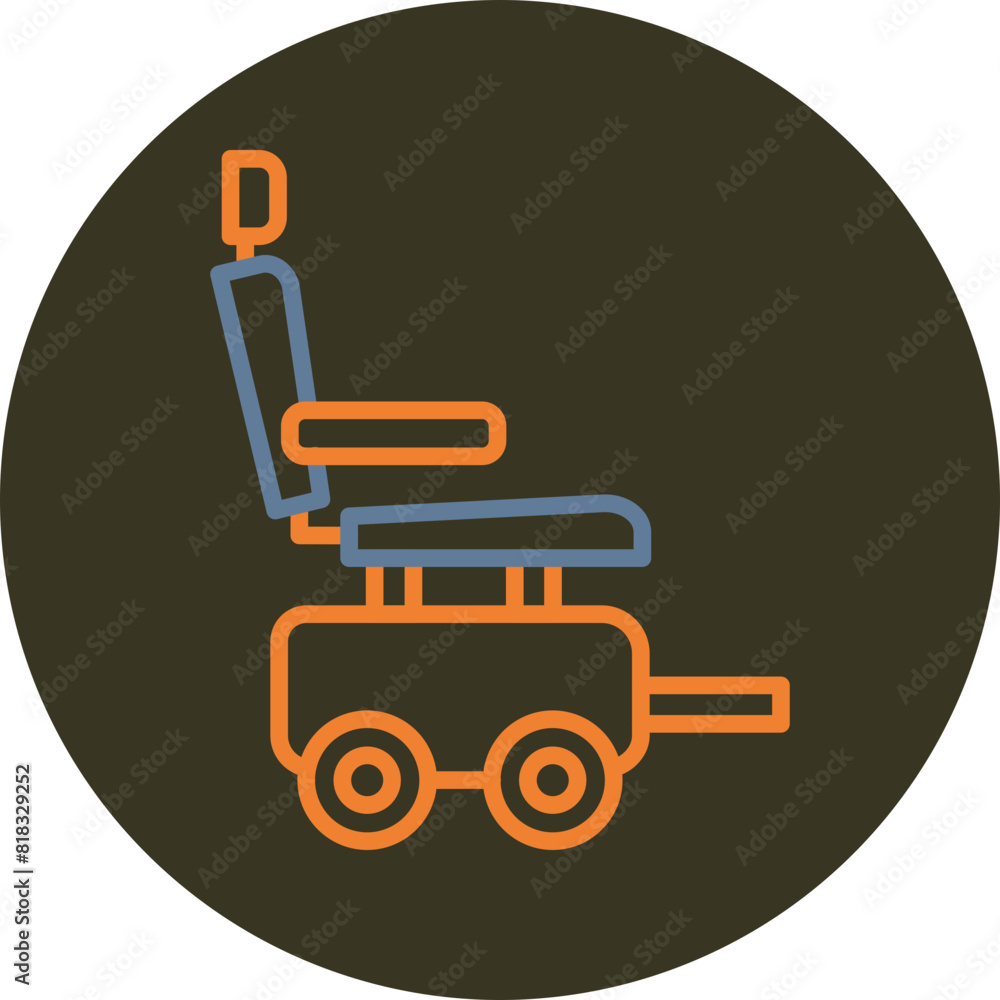 Automatic Wheelchair Line Two Color Circle Icon Automatic Wheelchair Line Two Color Circle Icon