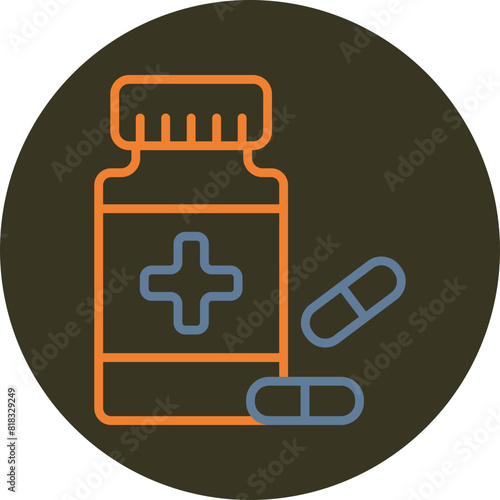 Antibiotic Line Two Color Circle Icon