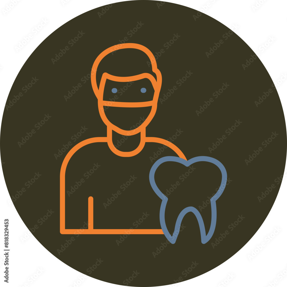 Dentist Line Two Color Circle Icon Dentist Line Two Color Circle Icon