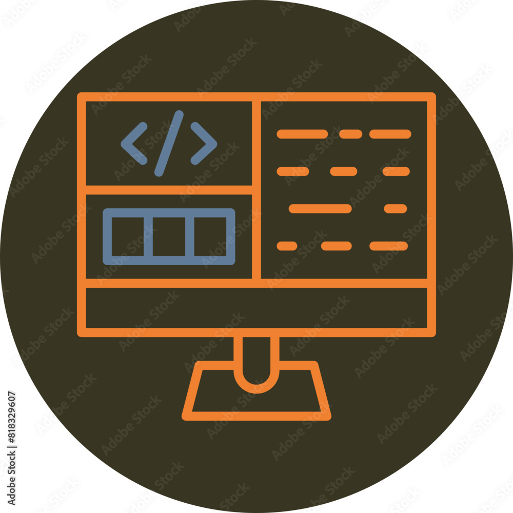 Programming Line Two Color Circle Icon Programming Line Two Color Circle Icon