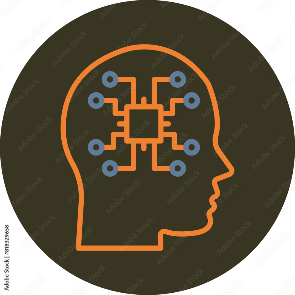 Machine Perception Line Two Color Circle Icon Machine Perception Line Two Color Circle Icon