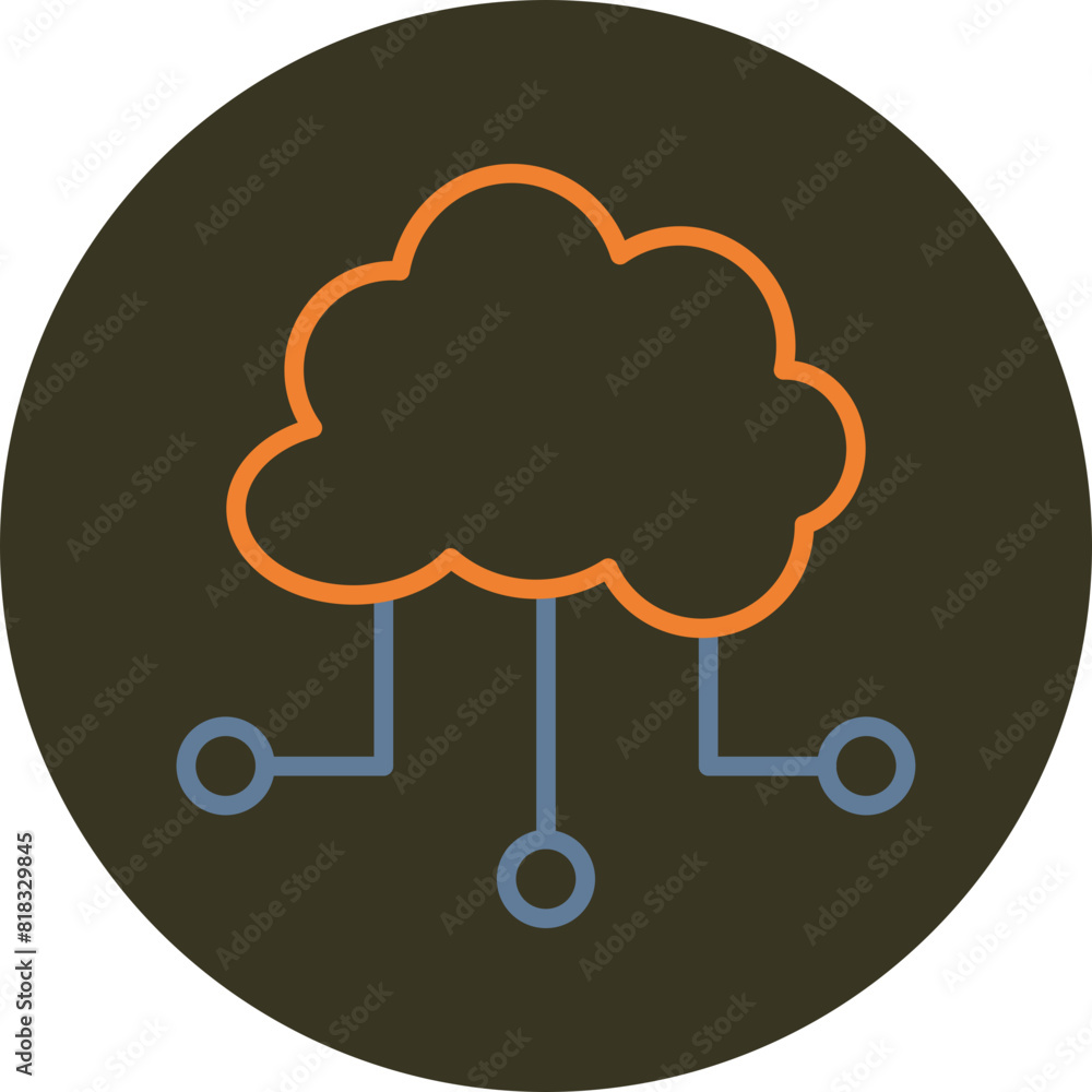 Cloud Based Architecture Line Two Color Circle Icon Cloud Based Architecture Line Two Color Circle Icon
