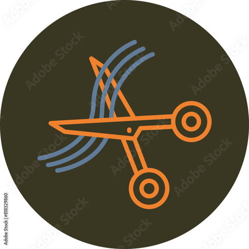 Hair Cuting Line Two Color Circle Icon