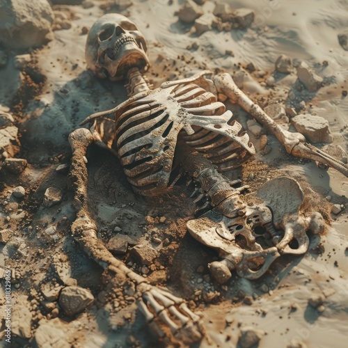 Uncovering the Past A Glimpse into History with a D Rendered Skeleton from an Archaeological Dig