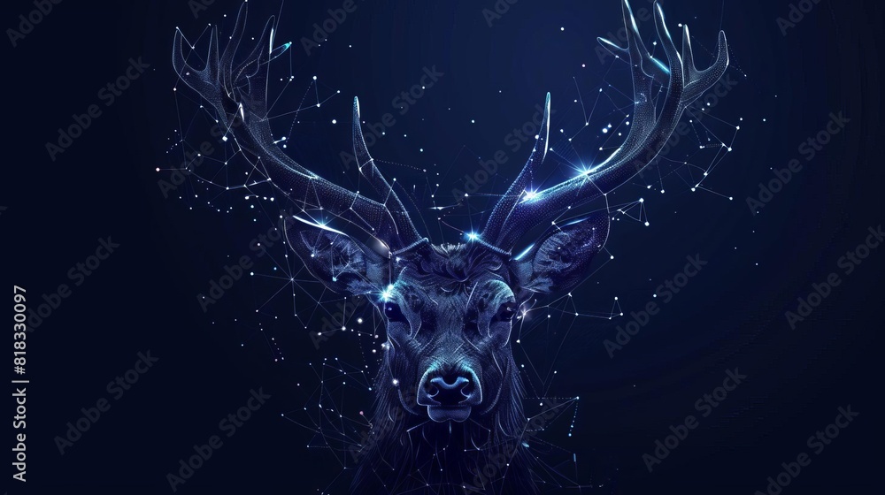 Abstract deer face with a blend of organic lines and geometric shapes, symbolizing grace and agility Abstract deer face with a blend of organic lines and geometric shapes, symbolizing grace and agility