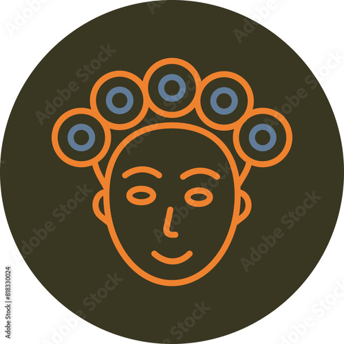 Hair Curler Line Two Color Circle Icon