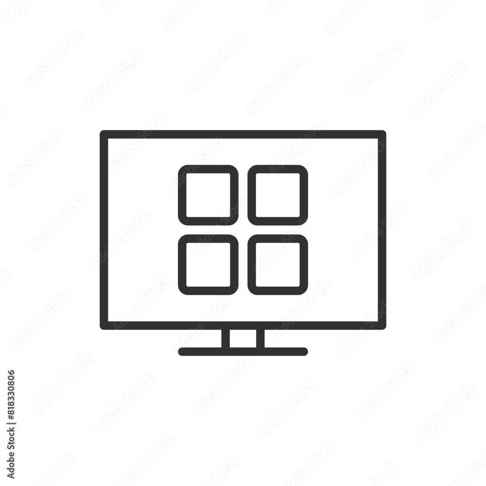 Apps on TV, linear icon. Line with editable stroke Apps on TV, linear icon. Line with editable stroke