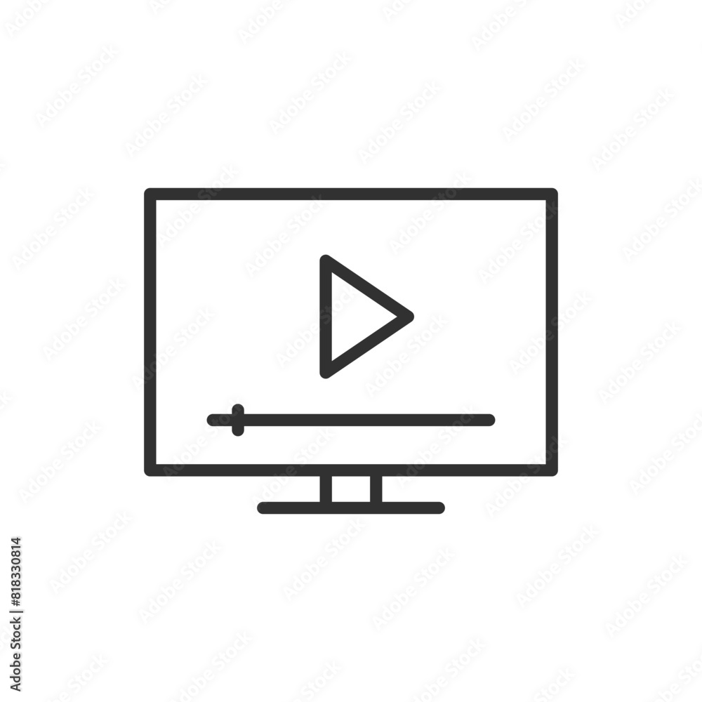 Player on TV, linear icon. Multimedia. Line with editable stroke Player on TV, linear icon. Multimedia. Line with editable stroke