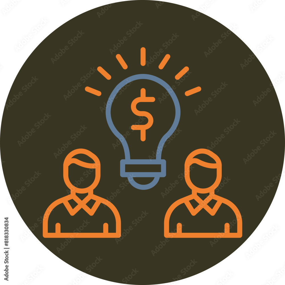 Business Idea Line Two Color Circle Icon Business Idea Line Two Color Circle Icon