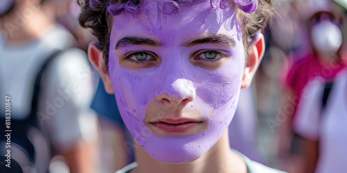 Majestically Marching in Lavender: A Vibrant Visionary Urges Harmony and Understanding at the Helm of a Progressive Protest Movement