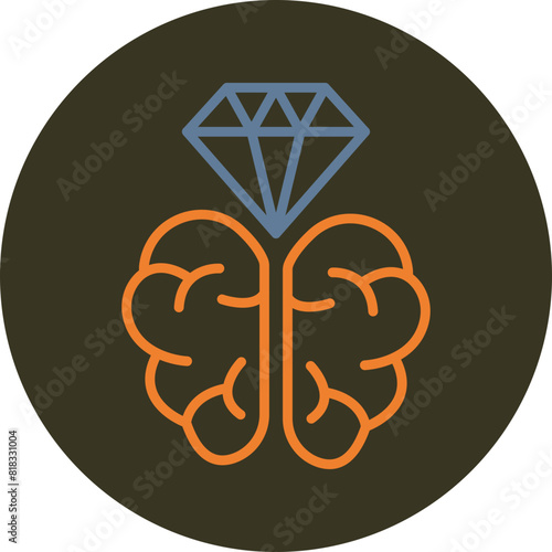 Brilliant Brain Line Two Color Circle Icon