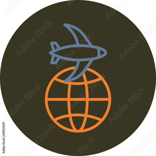 Global Shipping Line Two Color Circle Icon