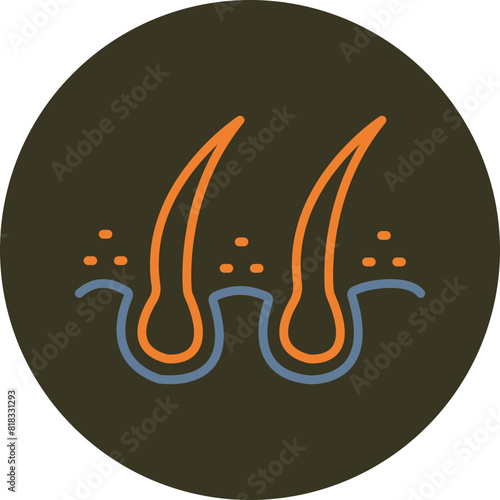 Hair Follicle Line Two Color Circle Icon