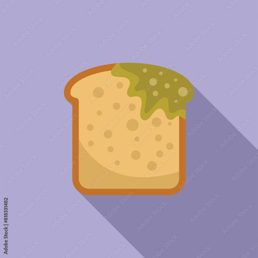 Flat vector illustration of a piece of toast with avocado on a purple background Flat vector illustration of a piece of toast with avocado on a purple background
