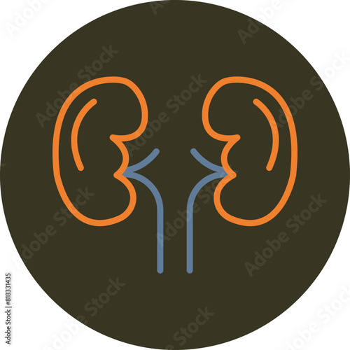 Kidneys Line Two Color Circle Icon