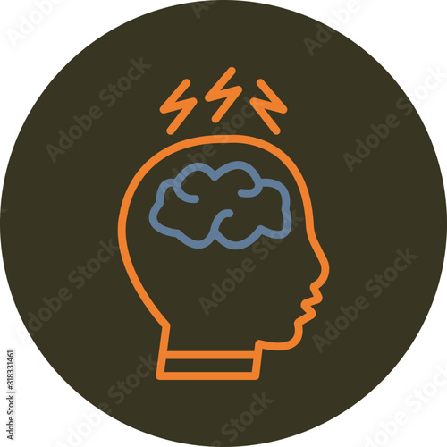 Migraine Line Two Color Circle Icon