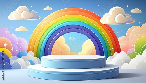 Background podium baby cute product 3d cloud kid children display banner room toy design