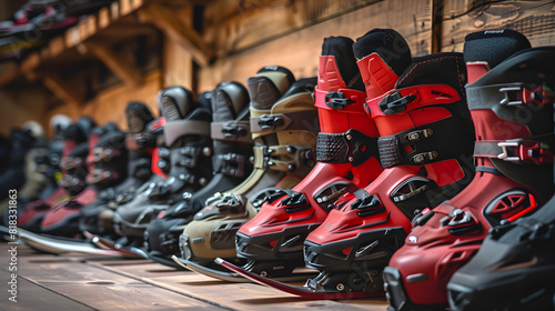 Assorted Collection of Cross-Country Ski Boots Showcasing Their Design and Functionality © Minnie