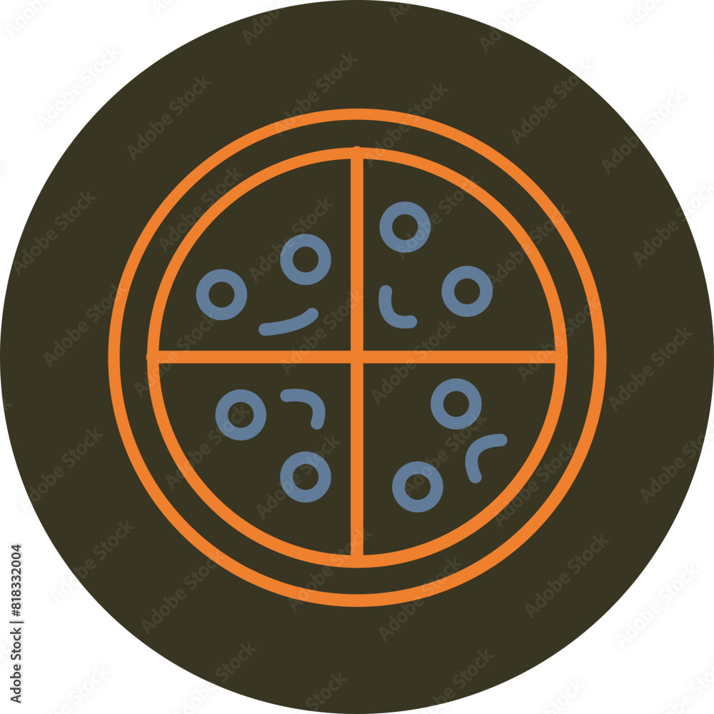 Pizza Line Two Color Circle Icon Pizza Line Two Color Circle Icon