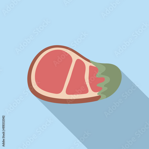 Flat design icon of a raw meat cut with a shadow, perfect for foodrelated graphics