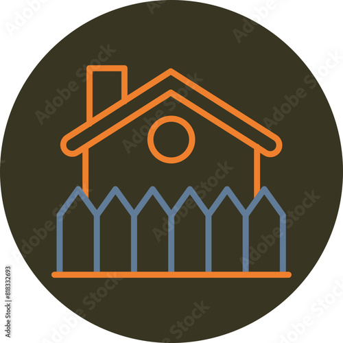 Fence Line Two Color Circle Icon