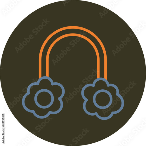 Earmuff Line Two Color Circle Icon