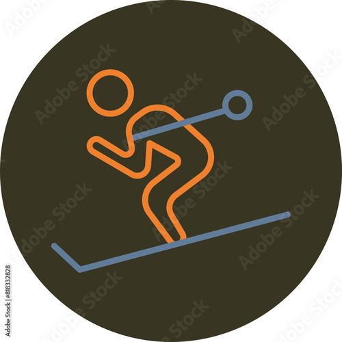 Cross cuntry Line Two Color Circle Icon